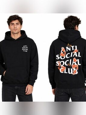 Anti Social Social Club Black Floral Logo Hoodie - XS